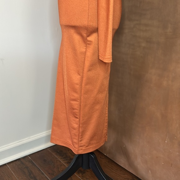 BILL HALLMAN Long Sleeve Mock Neck Dress | Burnt Orange | S - Picture 7 of 9